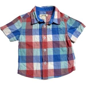 Patriotic Red, white, and blue plaid button down shirt 2T